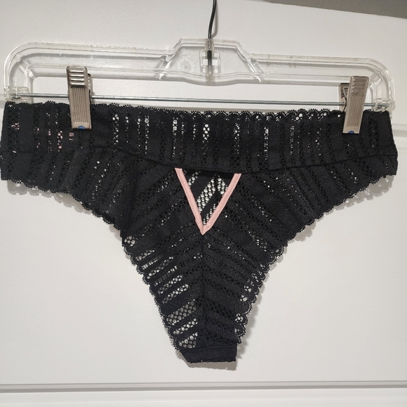 Victoria Secret Black Lace Panty Sz L - Picture 2 of 2